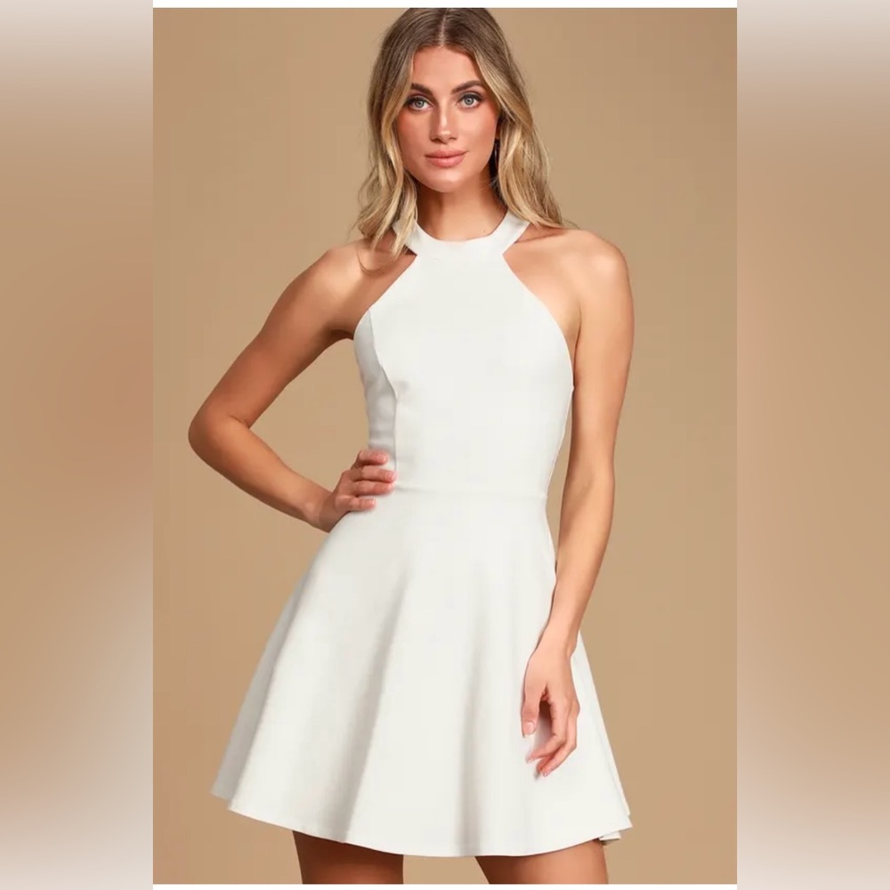 Lulus Hometown Girl White Lace Skater Dress